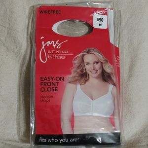 JMS Just My Size by Hanes Bra 52DD White Wirefree Easy-on Front Close #1107